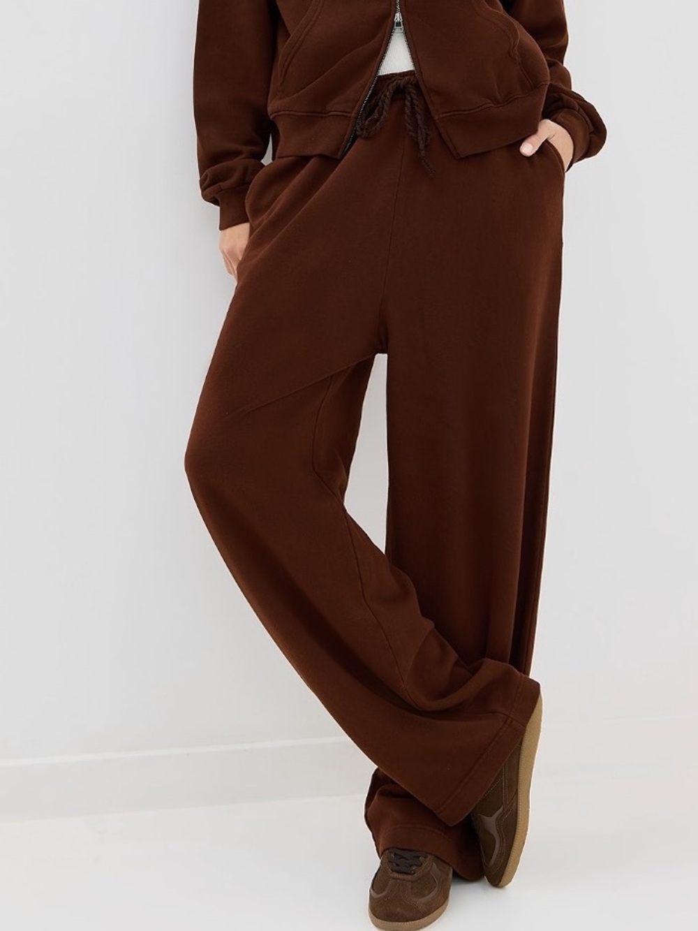 The Elder Statesman Chocolate Brown Wide-Leg Sweatpants